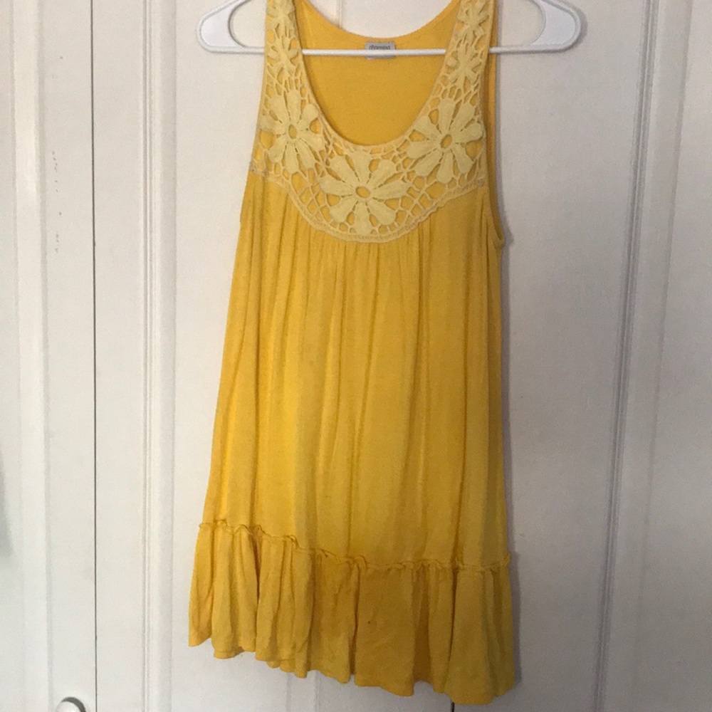 Flower lace yellow tank top tunic